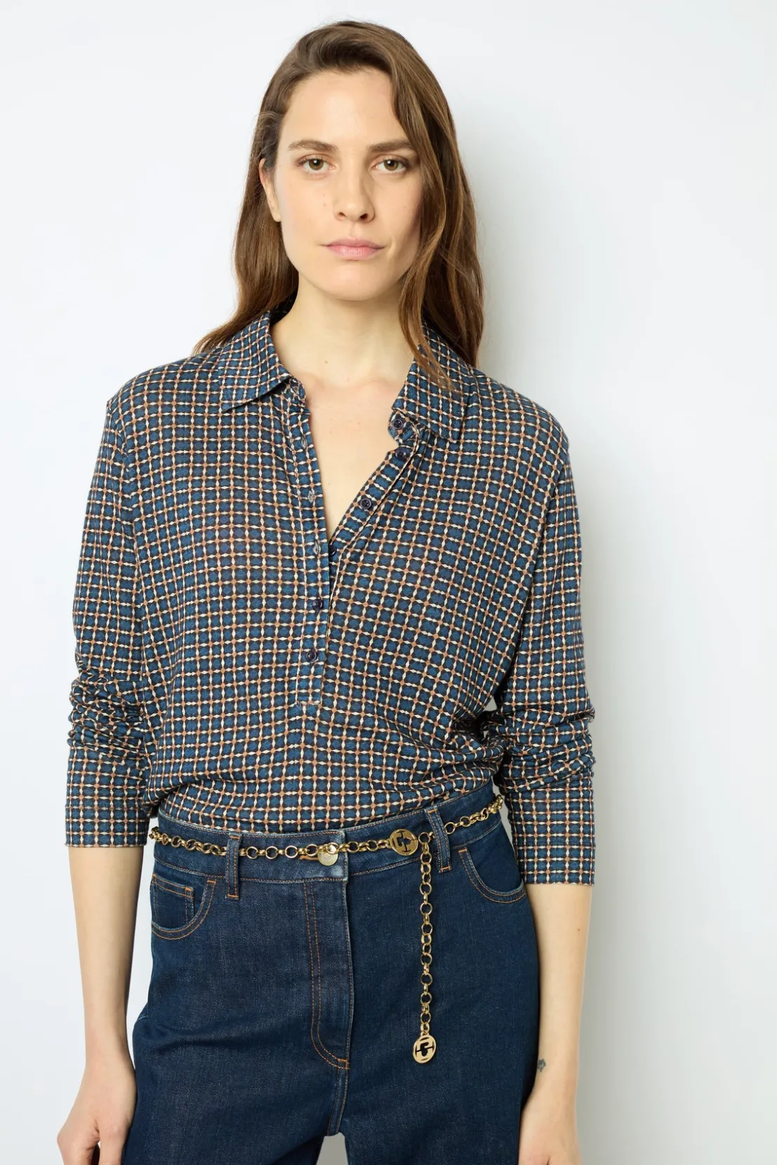 Gerard Darel Geometric print polo shirt - AUDE | Tops & T-Shirts