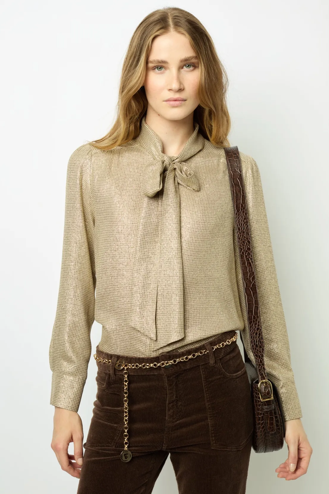 Gerard Darel Lurex shirt with lavaliere collar - BESSIE | Shirts & Blouses