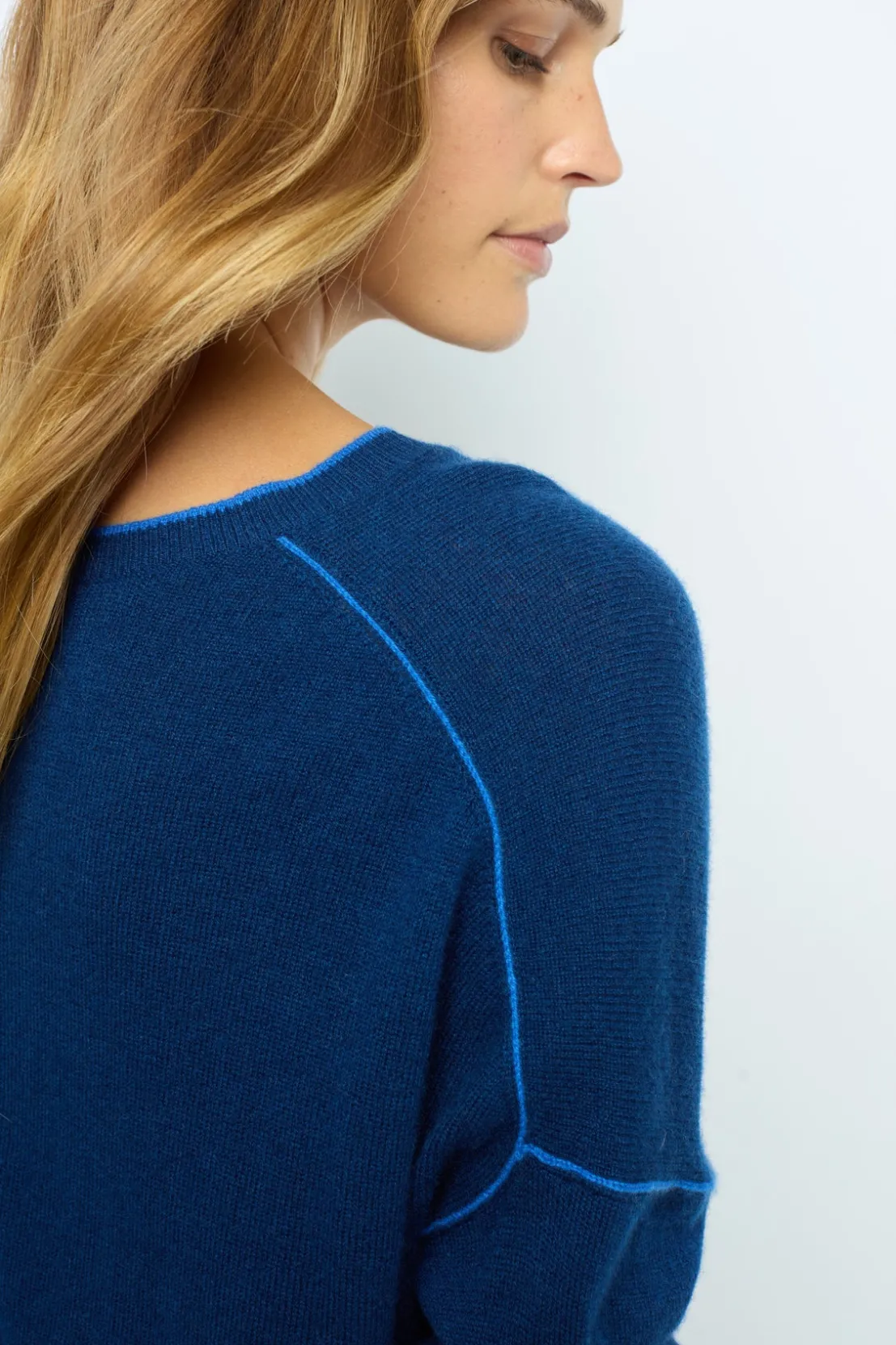 Gerard Darel V-neck cashmere sweater with colored seams - LYME | Knitwear