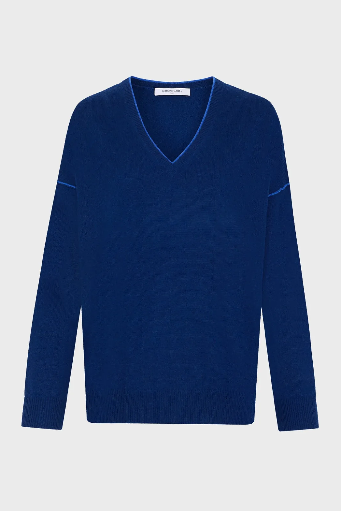 Gerard Darel V-neck cashmere sweater with colored seams - LYME | Knitwear
